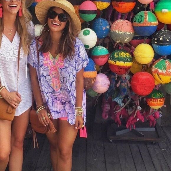 Lilly Pulitzer Sydney Caftan Top Lilly's Lilac House of Nemo Size XXS XS - Picture 2 of 6